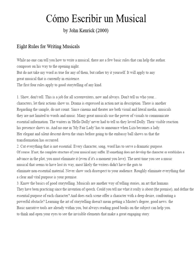 How To Write Musicals | PDF | Musical Theatre | Storytelling