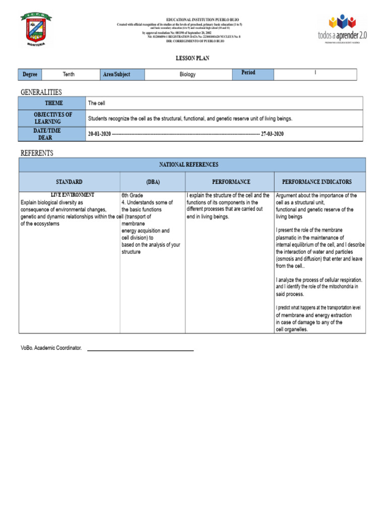 Lesson Plan: Understanding Cells in Biology | PDF | Cell (Biology ...
