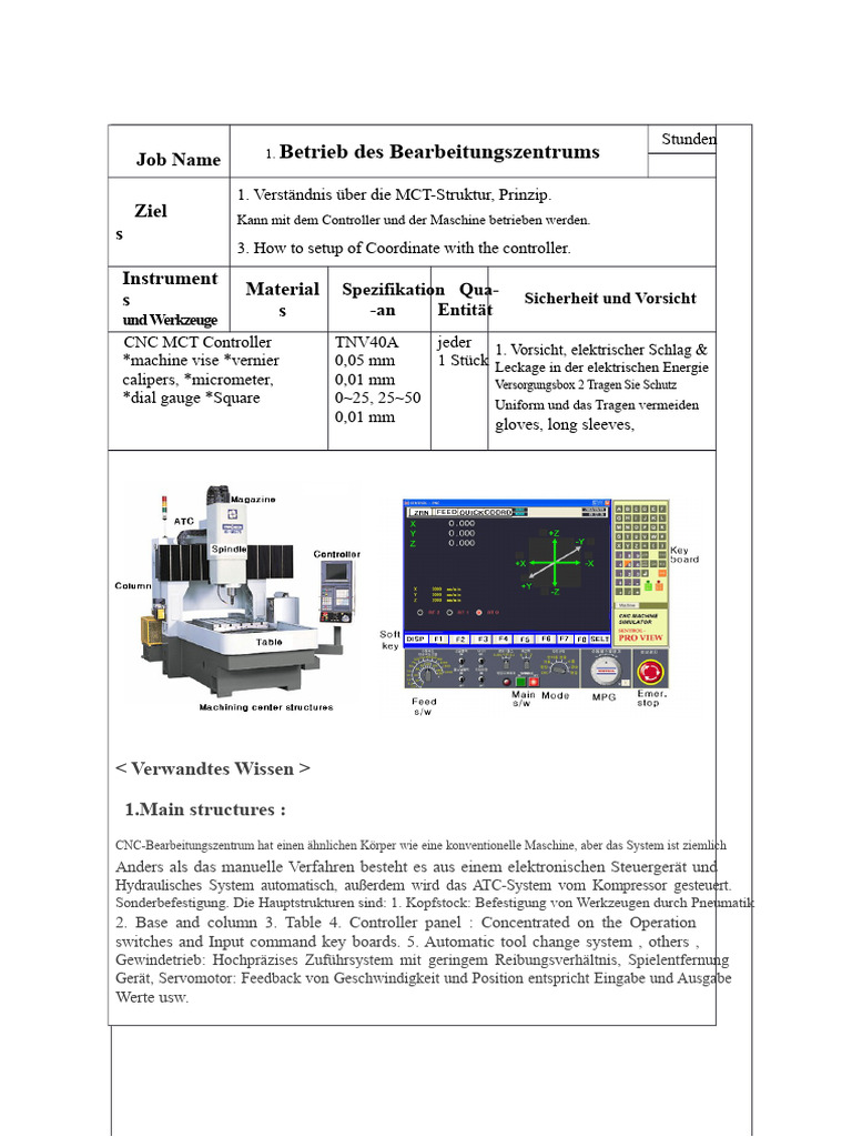 CNC MCT Arbeitsblatt (Sentrol, Fanuc Basic1) 65 Seiten | PDF