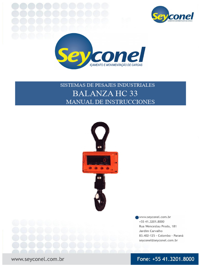 Manual de Instrucciones Balanza HC 33 | PDF | Cantidades fisicas