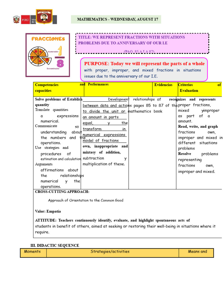 August 17 - Math Session Proper, Improper, and Mixed Fractions | PDF ...