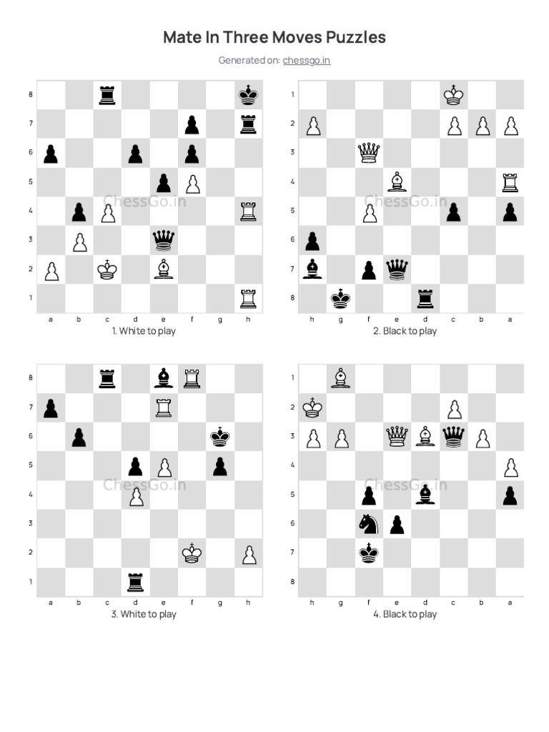 Mate in Three Moves Chess Puzzles - Intermediate Difficulty - ChessGo ...