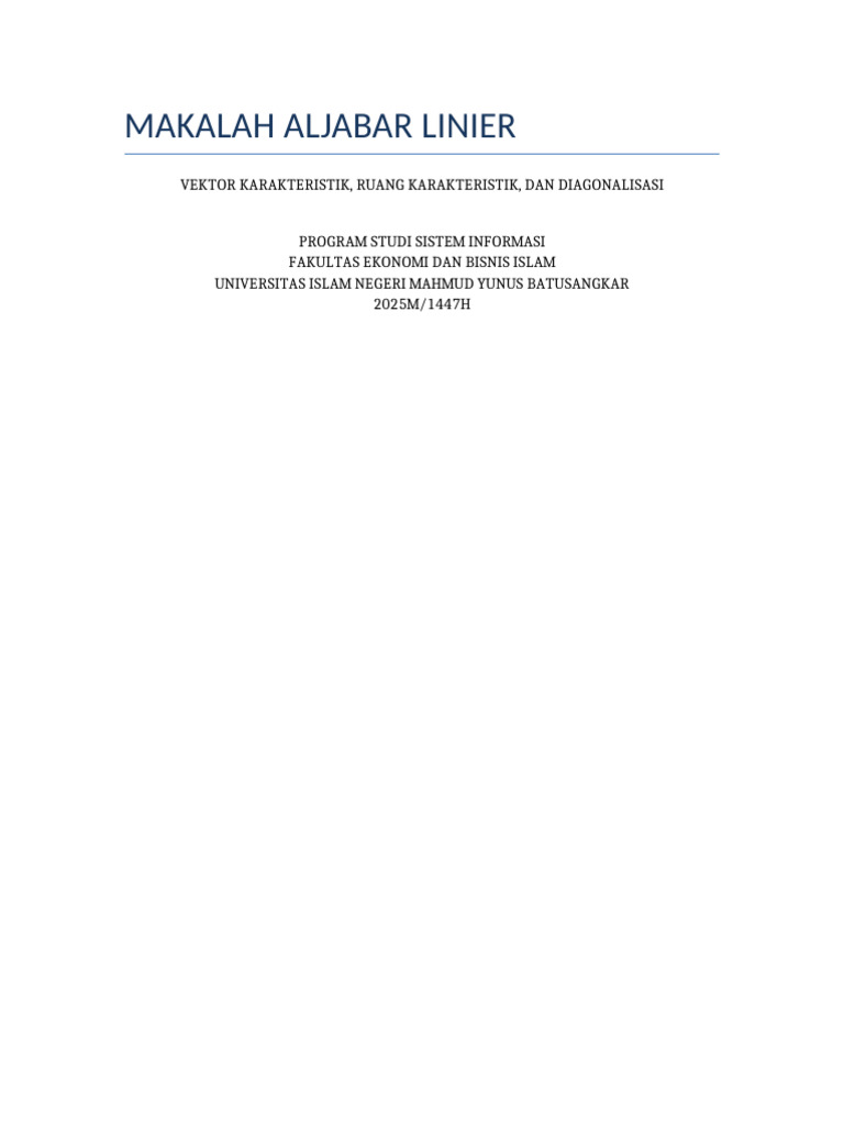 Vektor dan Diagonalisasi Matriks Aljabar | PDF