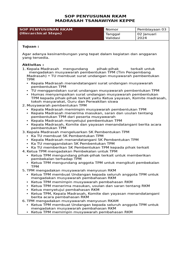 Sop Penyusunan Rkam | PDF