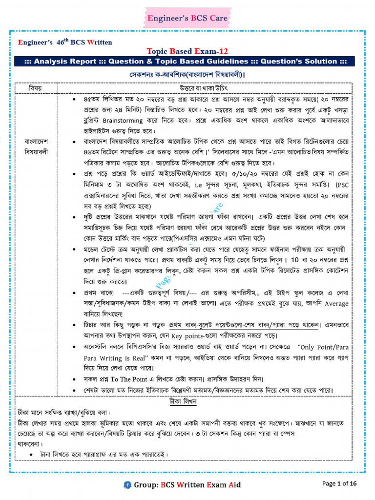 Batch-86 46 BCS TBE-12 Analysis Report | PDF