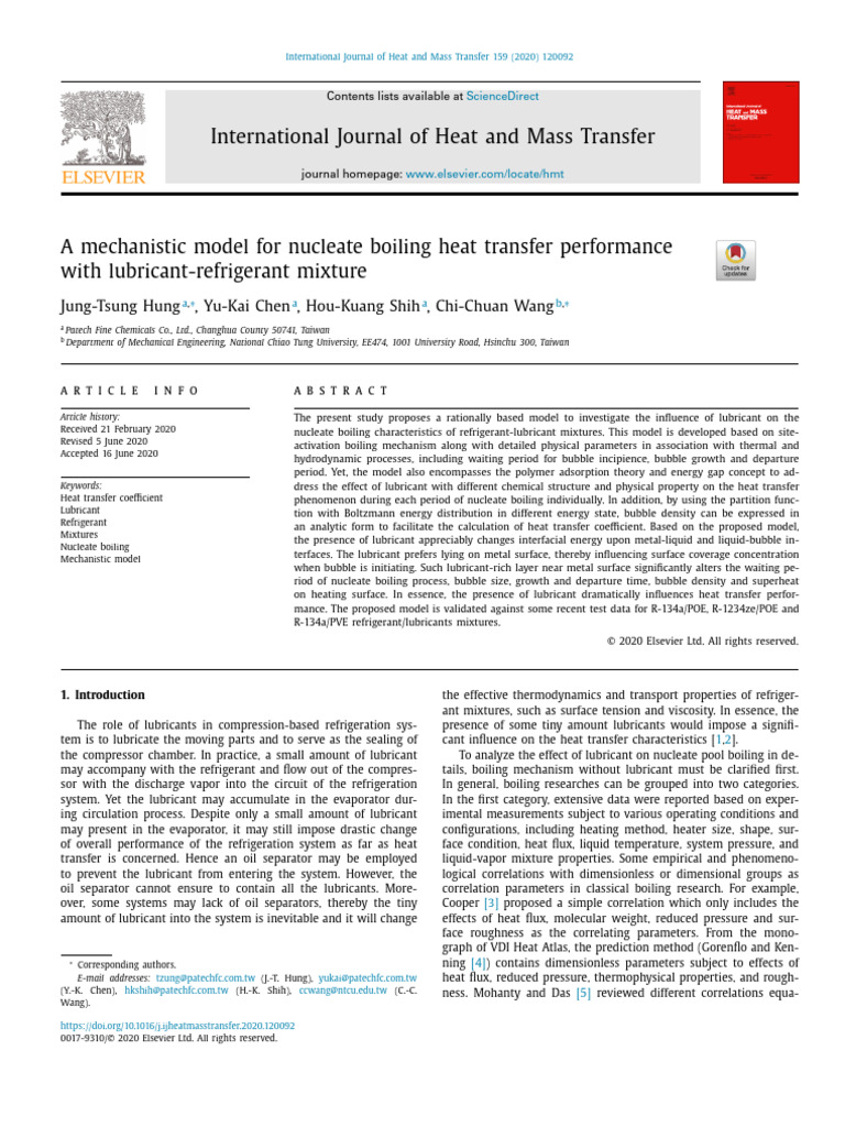 A mechanistic model for nucleate boiling heat transfer performance with ...
