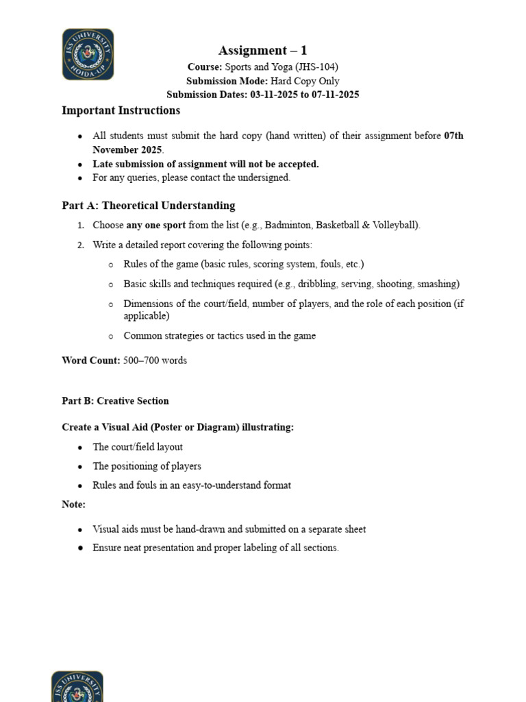Sports and Yoga Assignment Guidelines | PDF | Yoga | Asana
