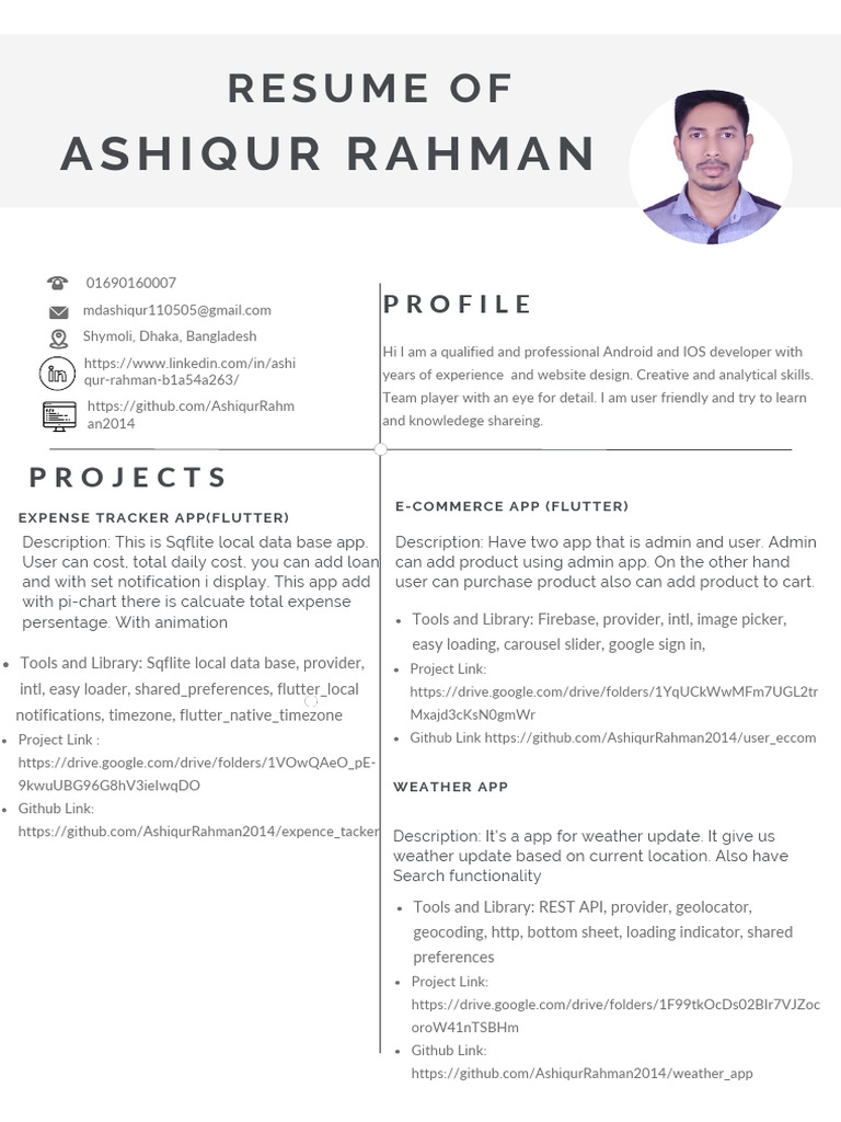 Resume of Ashiqur Rahman - Developer | PDF | Mobile App | Databases