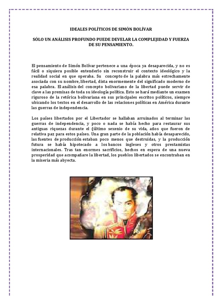 IDEALES POLÍTICOS DE SIMÓN BOLÍVAR  Ideologías  Libertad
