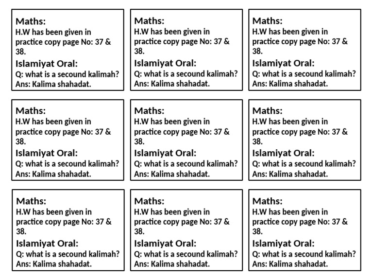 Maths and Islamiyat Homework Guide | PDF