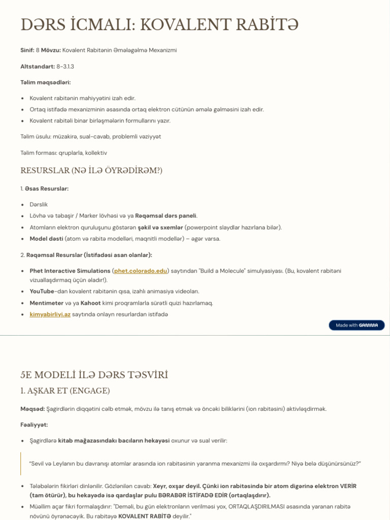 Ders Icmali Kovalent Rabite | PDF