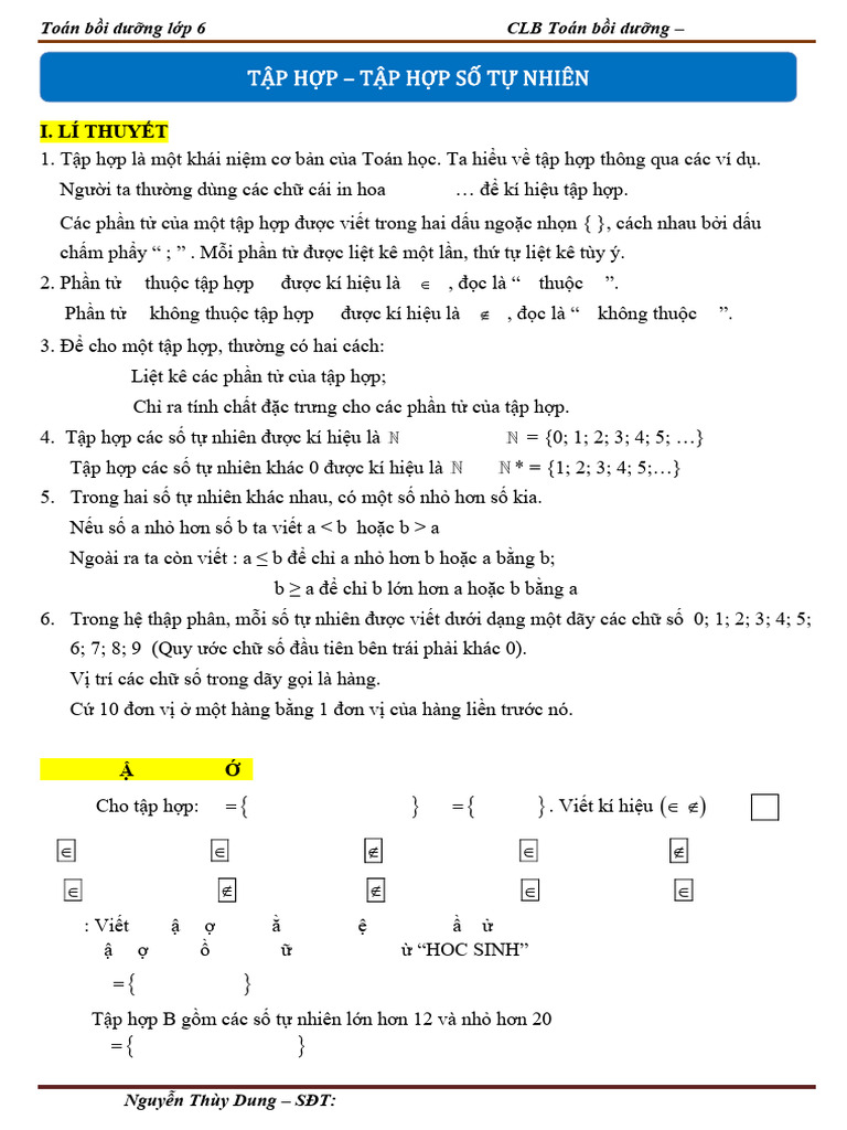 001.6.4B - NDBH - BUỔI 1 Tập hợp, tập hợp số tự nhiên | PDF