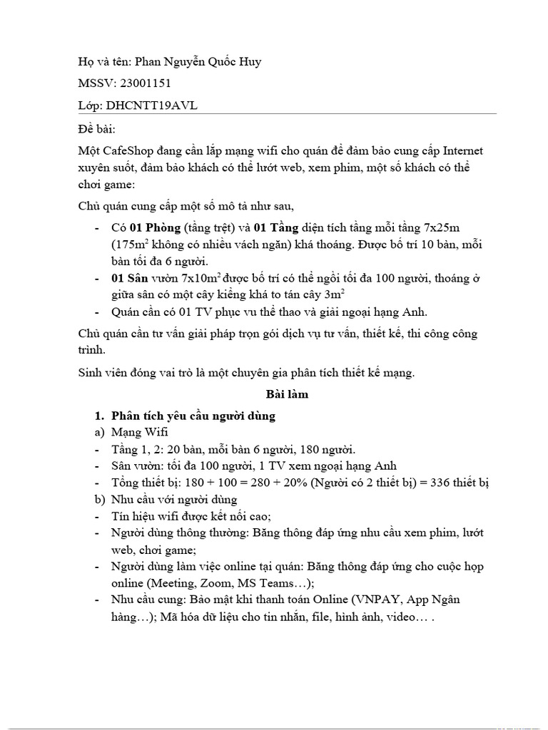 Bai Tap Phan Tich Thiet Ke Mang | PDF