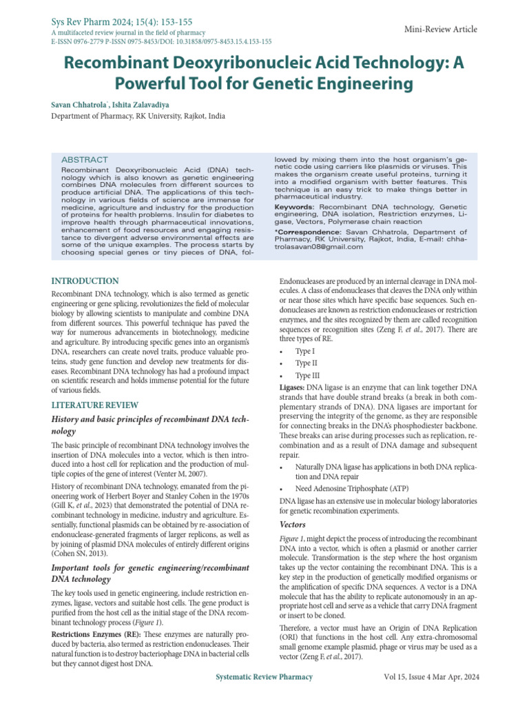 Recombinant DNA Technology Overview | PDF | Plasmid | Dna