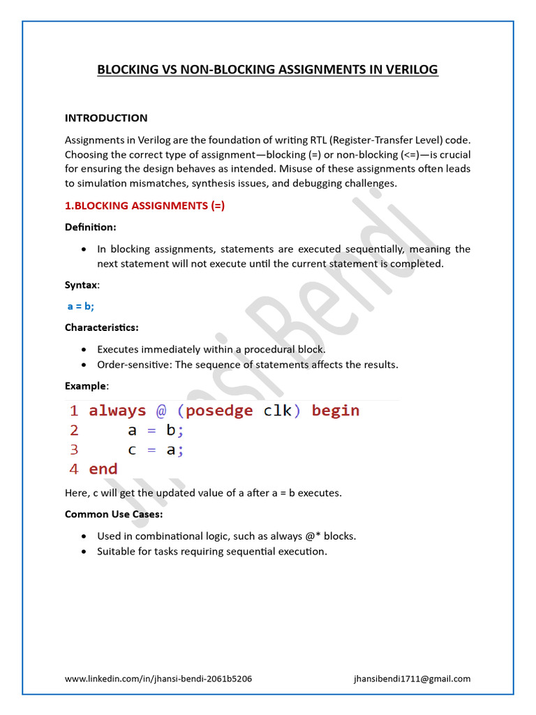 Blocking vs Non-Blocking in Verilog | PDF | Electronic Design ...