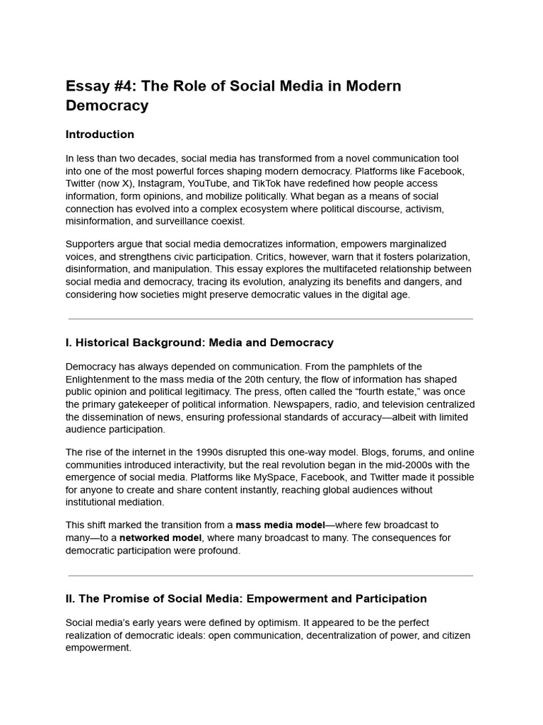 Social Media's Impact on Democracy | PDF | Social Media | Popular ...
