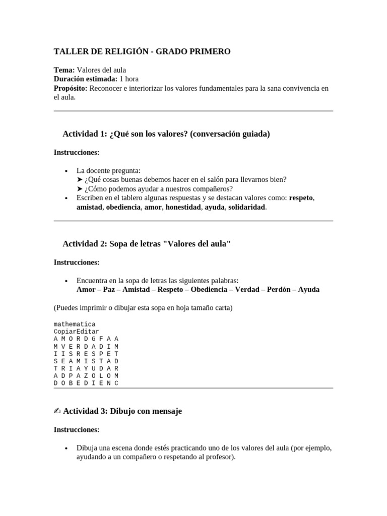 Valores para la Convivencia en el Aula | PDF