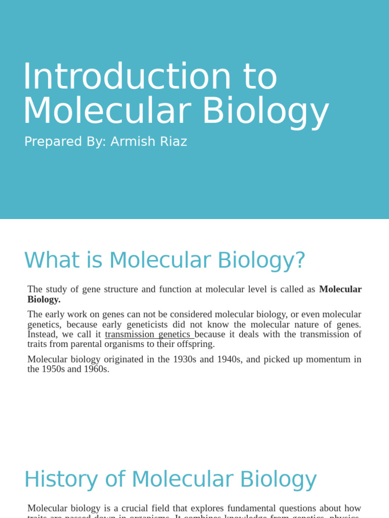 Intro to Molecular Biology | PDF | Molecular Biology | Dna