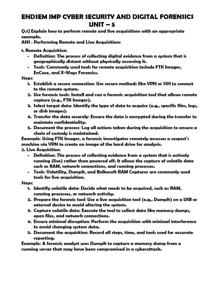 Endsem Imp Cyber Security and Digital Forensics Unit 5 | PDF | Class ...