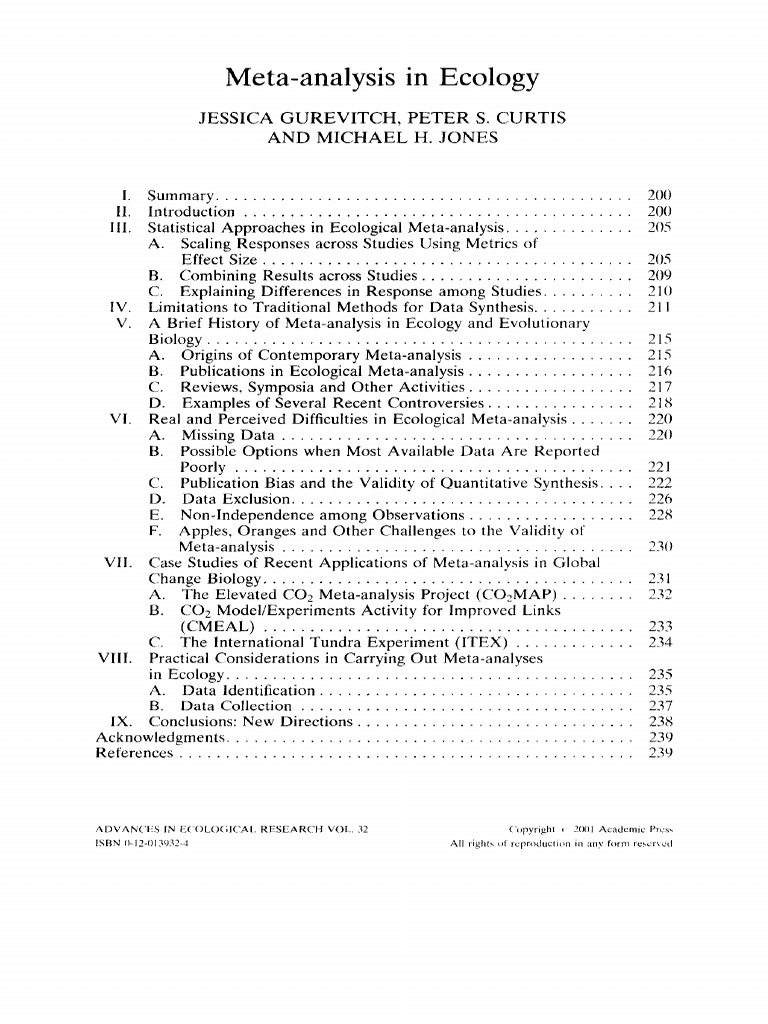 Ecological Meta-Analysis Techniques | PDF | Effect Size | Meta Analysis