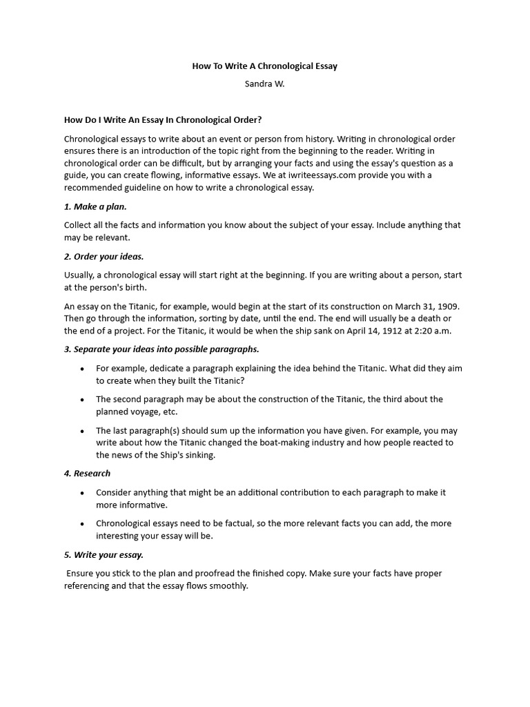 Writing a Chronological Essay Guide | PDF