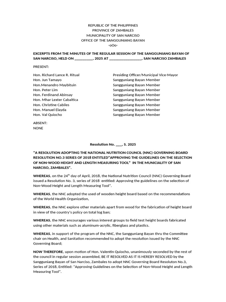 San Narciso Adopts NNC Measuring Tool | PDF | Government | Philippines