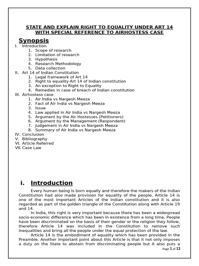 Right to Equality in India: Art 14 Explained | PDF | Rule Of Law ...