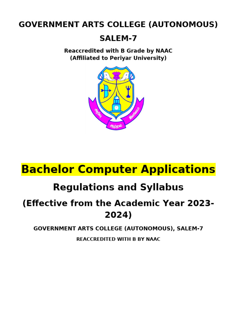 BCA Syllabus 2023-2024 Updated On 06-01-2025 | PDF | Programming ...
