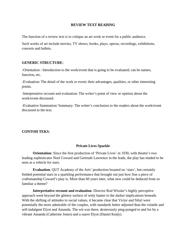 Review Text Reading | PDF