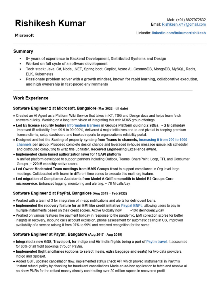 Rishikesh Kumar: Backend Developer Profile | PDF | Computing | Software