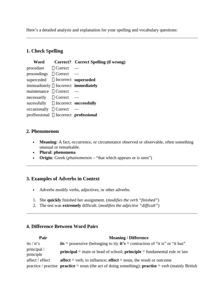 Check Spelling: Word Correct? Correct Spelling (If Wrong) | PDF ...