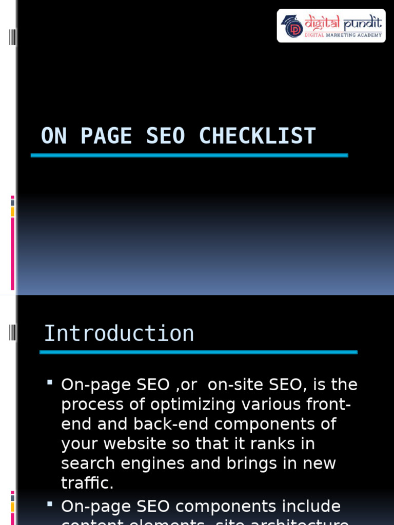On Page SEO Checklist (3) | PDF