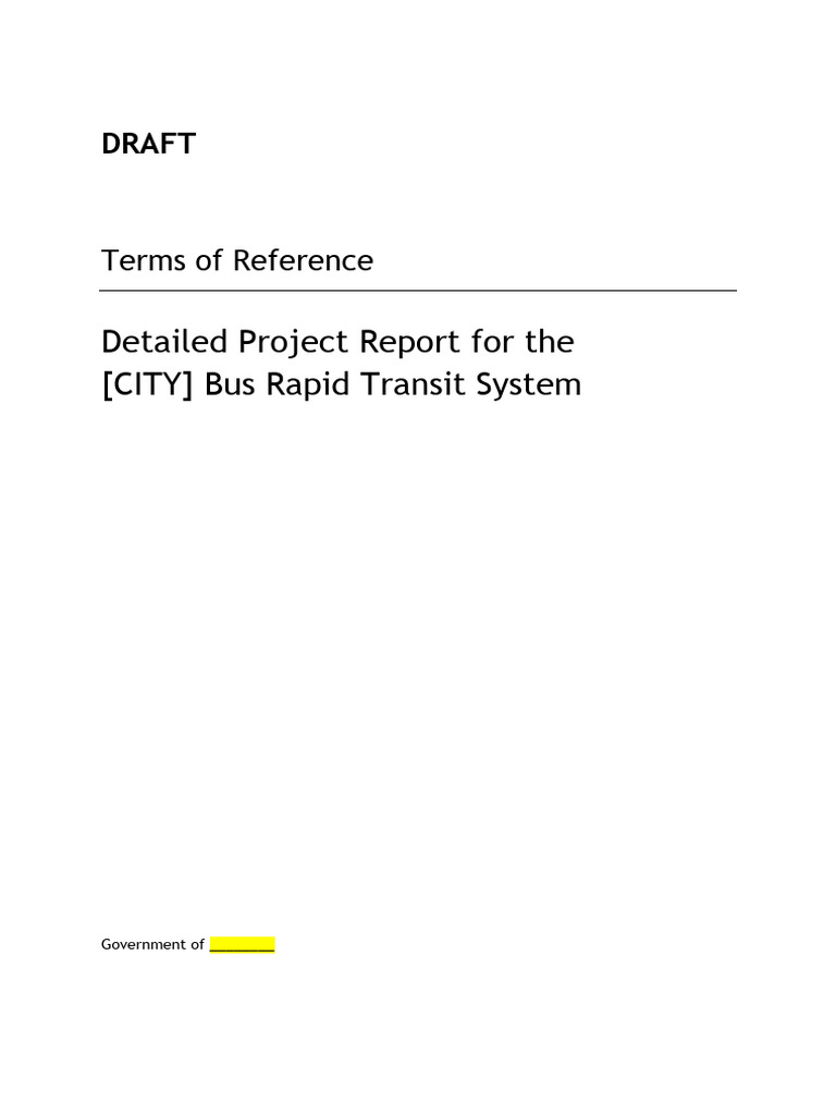 Generic Tor For BRT DPR 140825 | PDF | Public Transport | Traffic