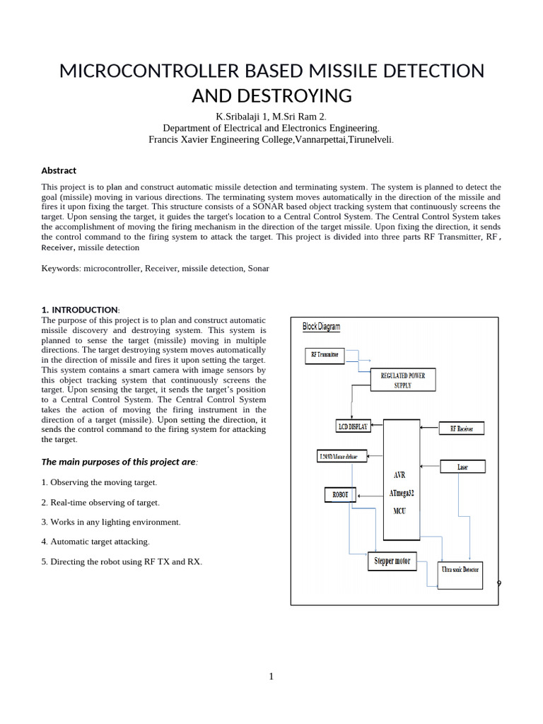 Microcontroller Missile Detection System | PDF | Information And ...