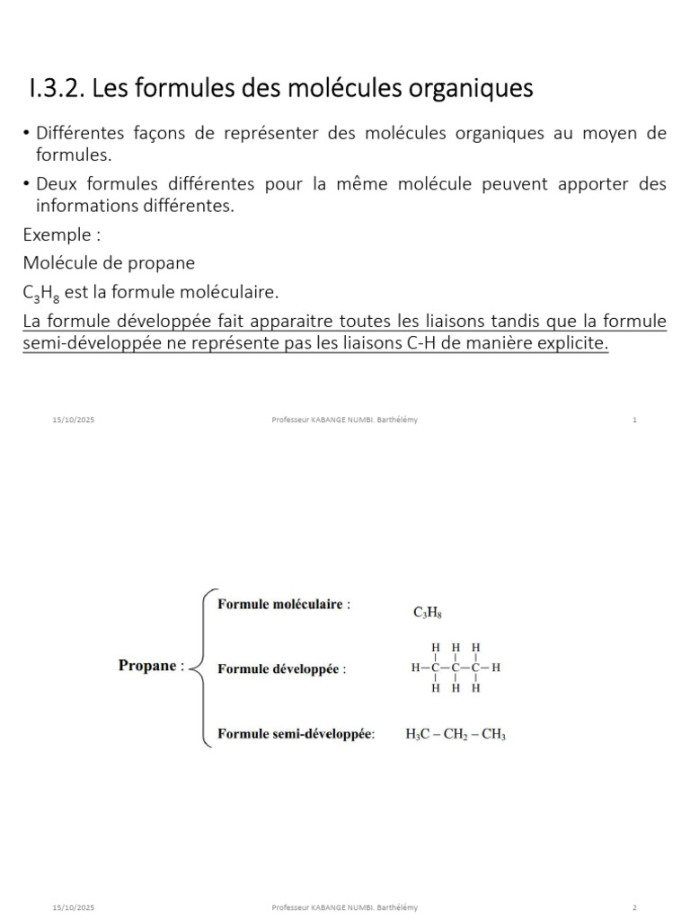 Formules des molécules organiques | PDF | Alcane | Liaison chimique