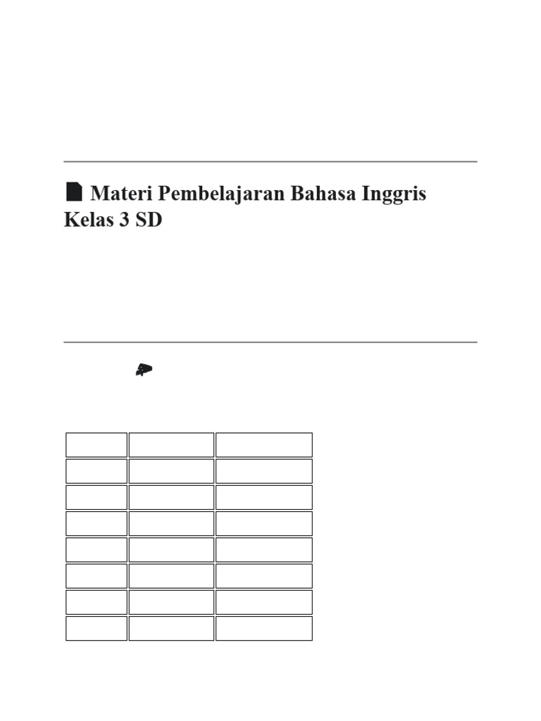 Materi Pembelajaran Bahasa Inggris Kelas 3 | PDF
