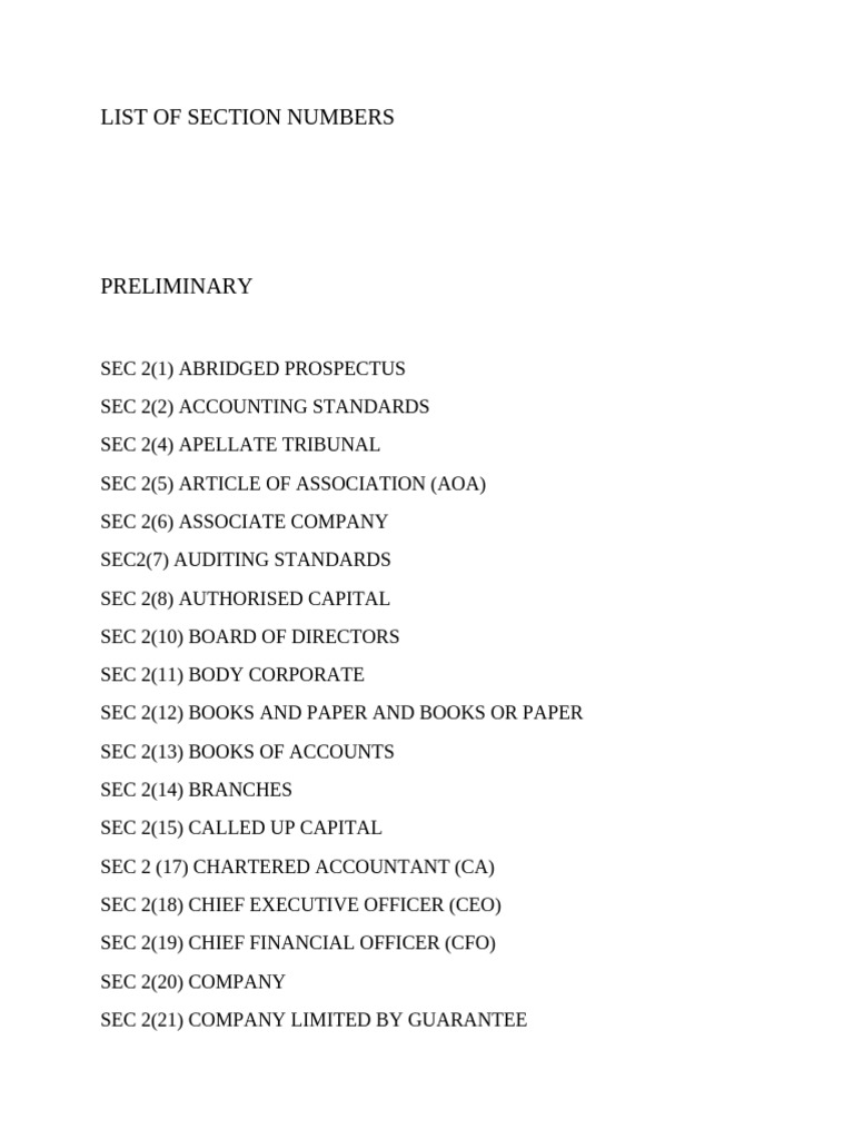 List of Section Numbers | PDF | Securities (Finance) | U.S. Securities ...