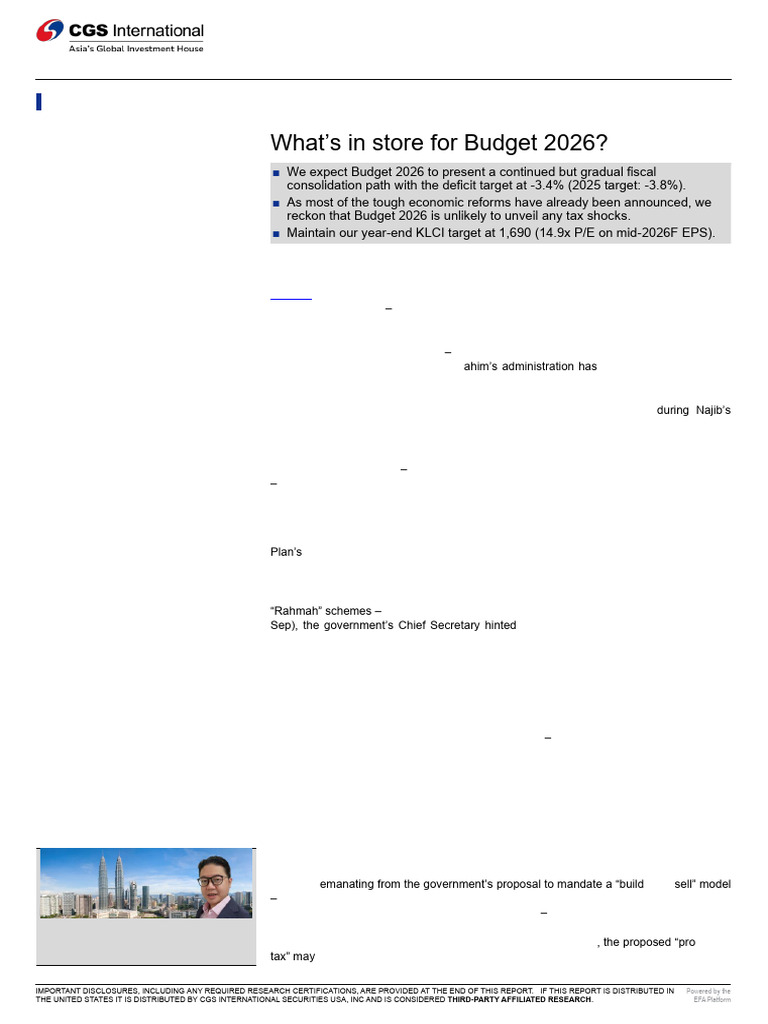 Malaysia Budget 2026 Strategy Insights | PDF | Cost Of Living | Taxes