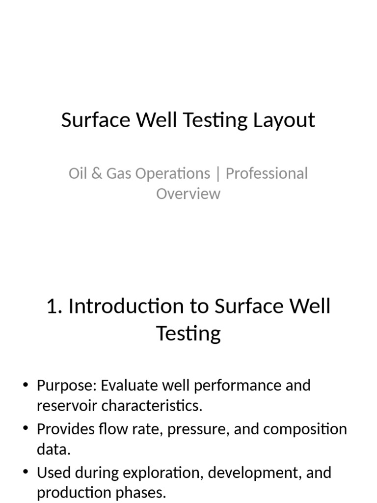 Surface Well Testing Layout Pdf