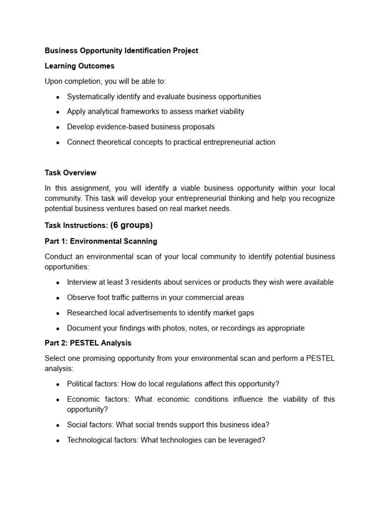 Identifying Local Business Opportunities | PDF | Swot Analysis | Cognition