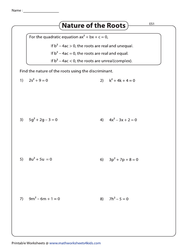 Nature of Roots Easy 1 | PDF