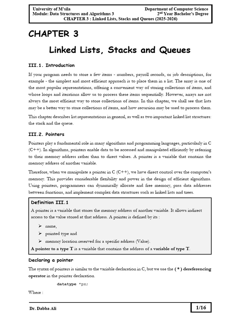 Chapter 3 | PDF | Pointer (Computer Programming) | Queue (Abstract Data ...