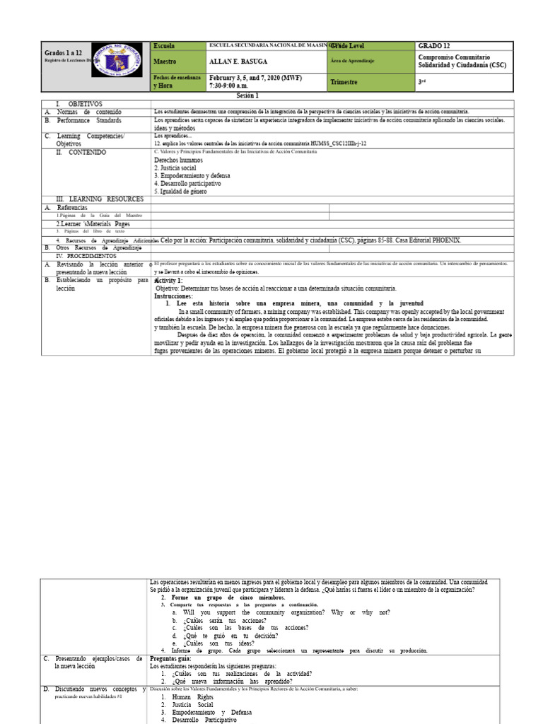DLL EN CESC LC 12 Valores Fundamentales | PDF | Empoderamiento
