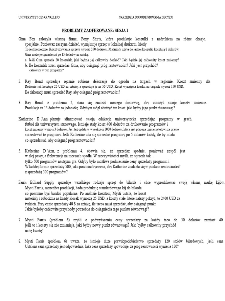 Proponowane Problemy | PDF