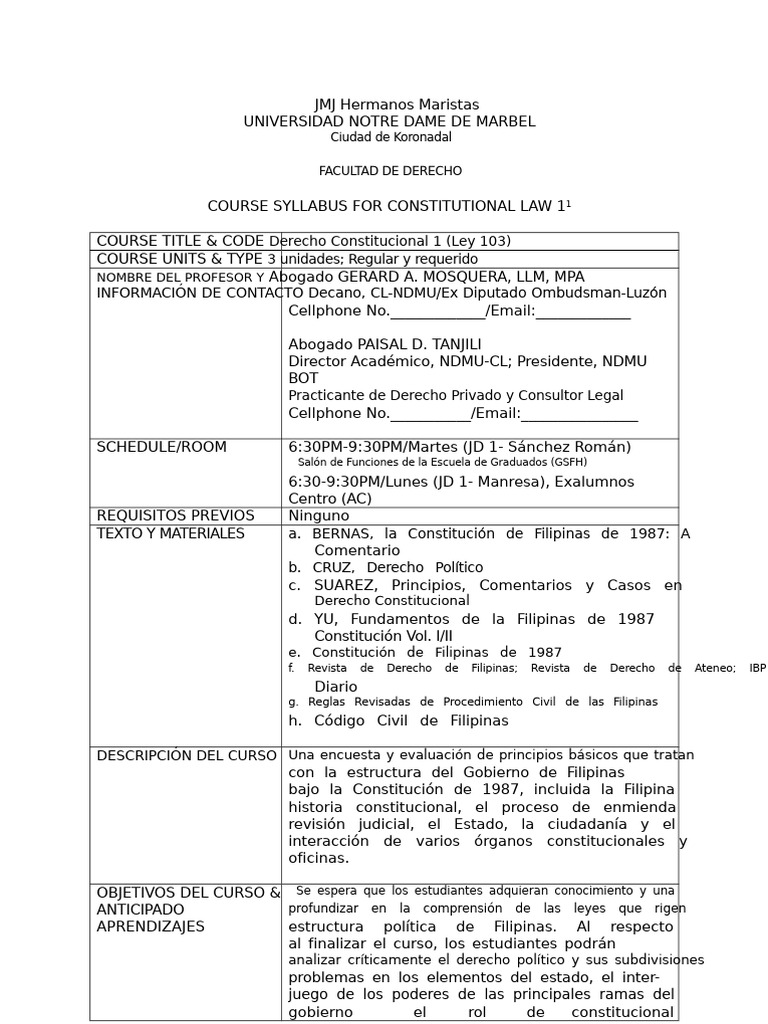 Síllabo de Derecho Constitucional 1 | PDF | Ley marcial | Constitución