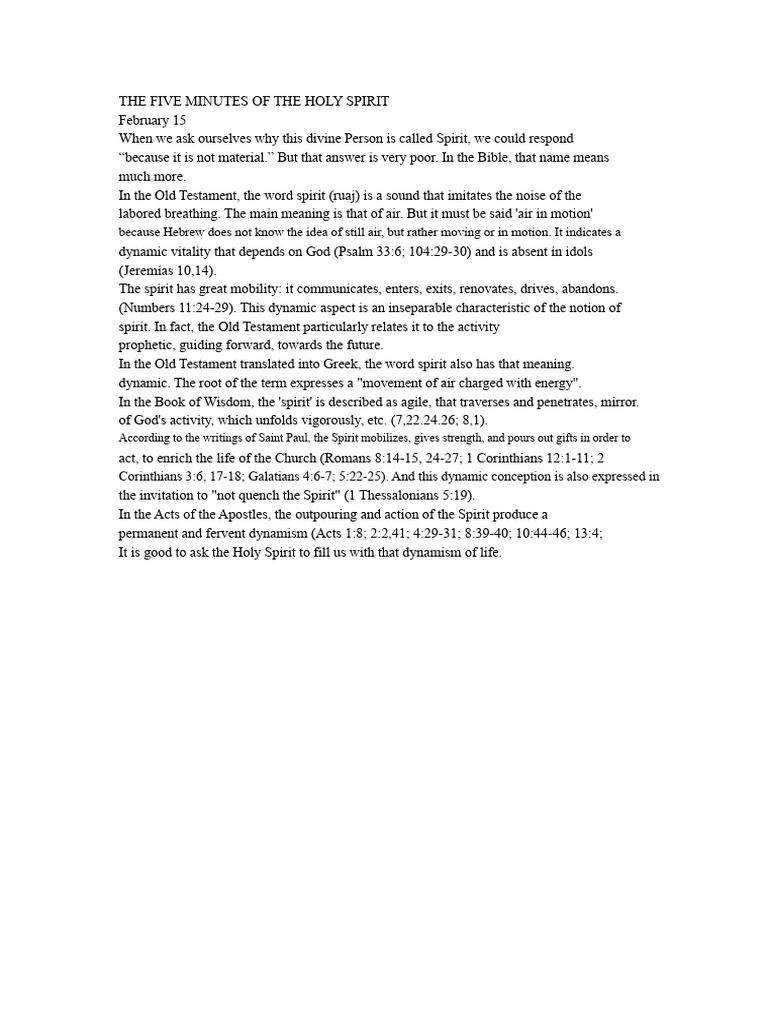 The Five Minutes of The Holy Spirit | PDF