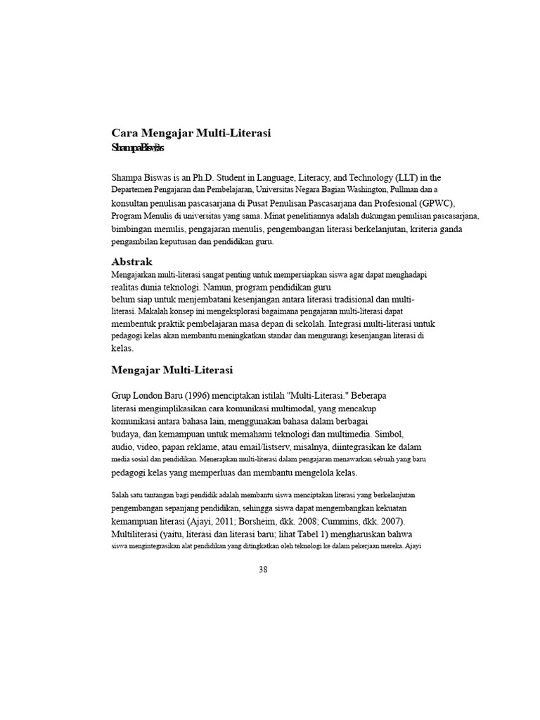 Mengajar Multi-Literasi di Kelas Modern | PDF