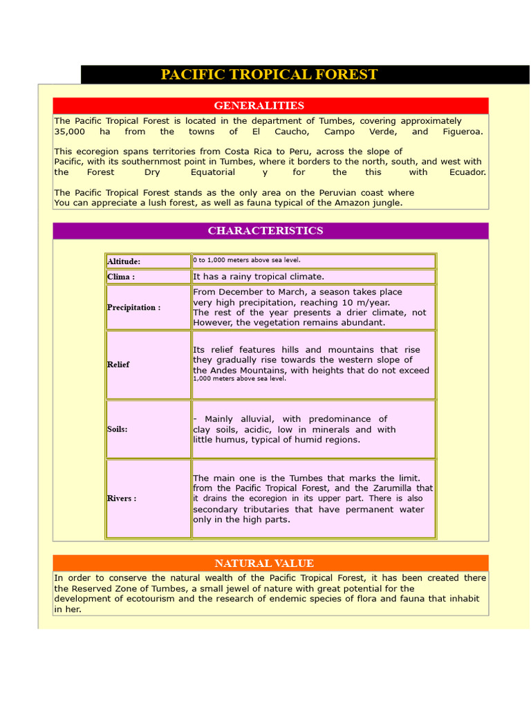 Pacific Tropical Forest Overview and Biodiversity | PDF | Forests | Tropics