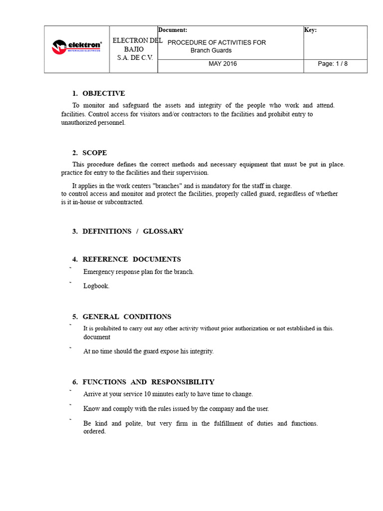 Branch Guards Activity Procedures Guide | PDF | Access Control ...