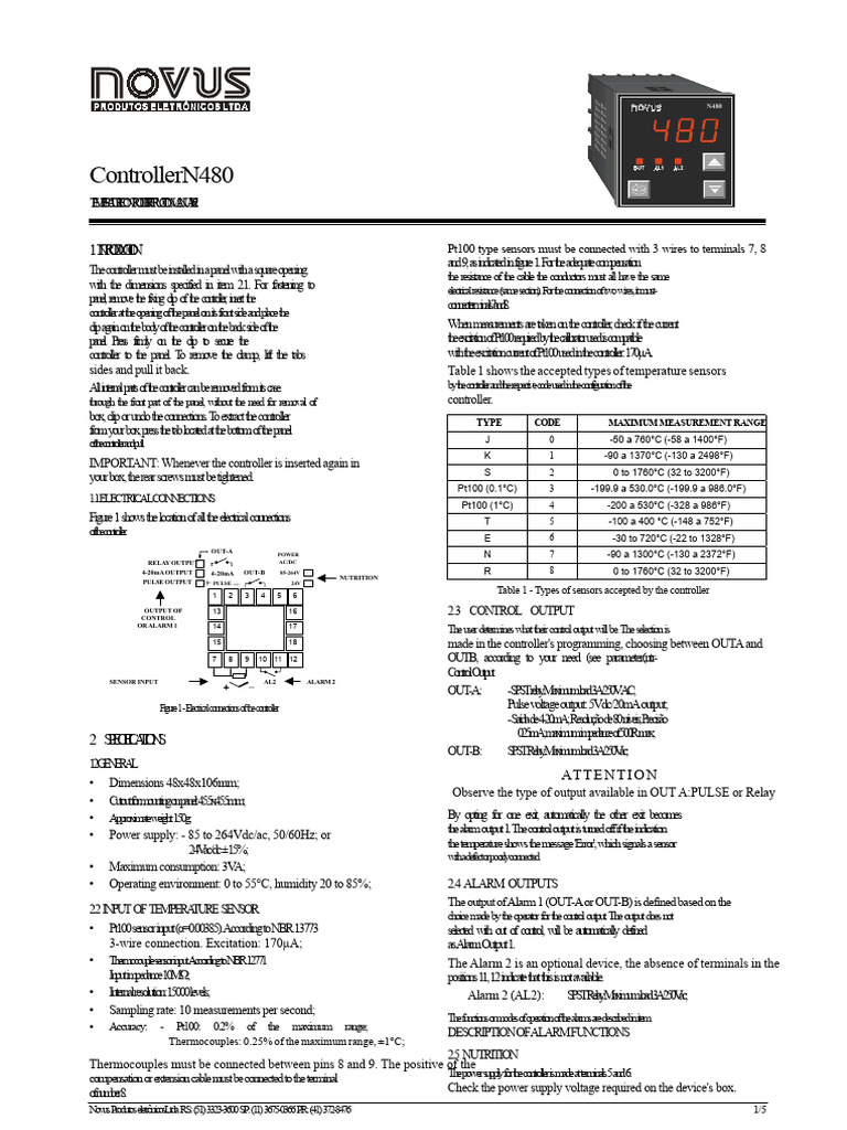 Manual n480 | PDF | Thermocouple | Electricity